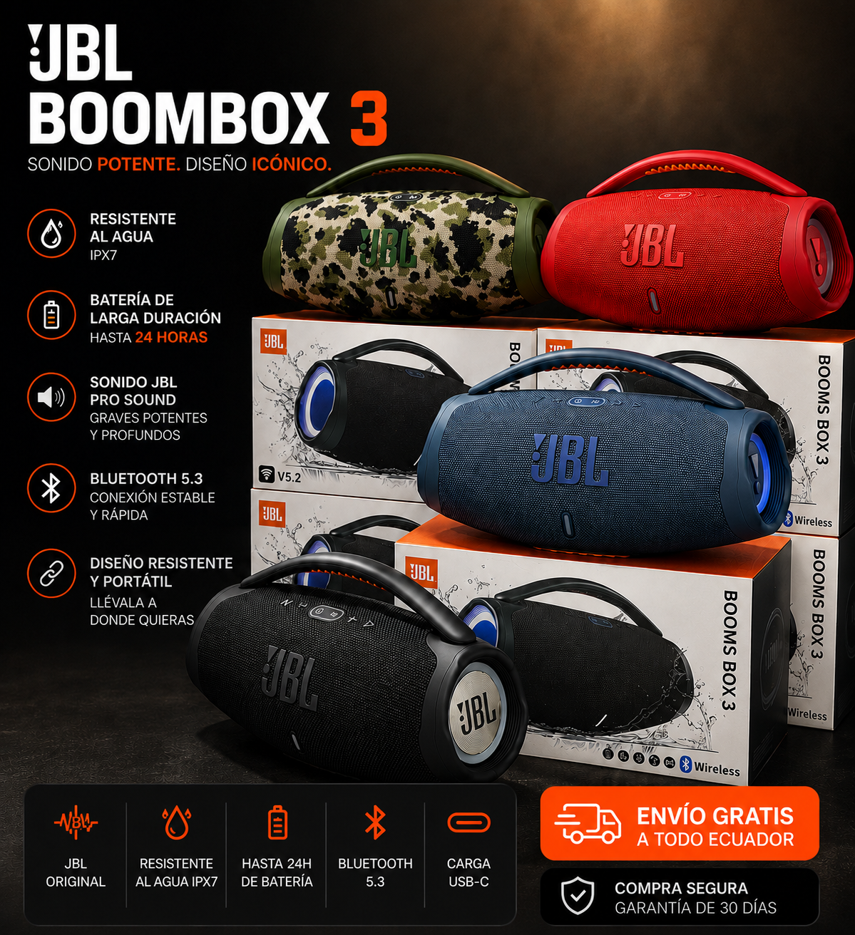 🎼 ¡CONVERTE QUALQUER LUGAR NUMA FESTA COM JBL BOOMBOX 3!🎉🎊ULTIMAS UNIDADES